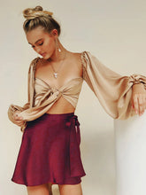 Solid Color Skirt High Waist Fashion One Piece Tie Skirt Chiffon Satin Wrap Skirt