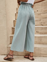 Women's Solid Color Elastic Waist Casual Belted Wide Leg Pants