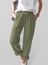 New style solid color casual elastic high waist straight trousers women