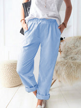 New style solid color casual elastic high waist straight trousers women