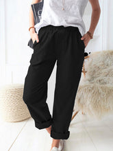 New style solid color casual elastic high waist straight trousers women