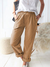 New style solid color casual elastic high waist straight trousers women