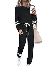 Women's Casual Striped Sleeve Jogger Set