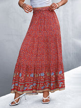 New casual holiday high waist floral long skirt