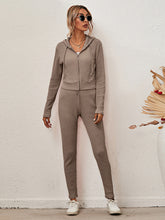 women's hooded cardigan long sleeve zipper casual suit