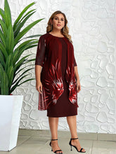 Plus size elegant temperament women's knitted lace cape dress