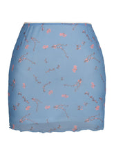 Printed mesh skirt high waist double layer slim wrap hip skirt