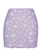 Printed mesh skirt high waist double layer slim wrap hip skirt