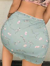 Printed mesh skirt high waist double layer slim wrap hip skirt