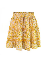 Ladies High Waist Ruffled Floral Printed A-Line Skirt