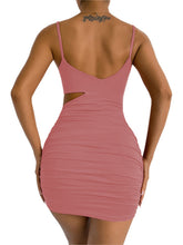 Women's Solid color sexy open waist camisole dress