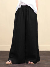 Women's solid color  linen loose wide-leg pants