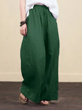 Women's solid color  linen loose wide-leg pants