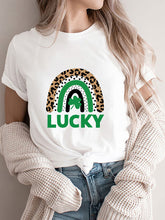 Lucky Rainbow Print Round Neck T-Shirt