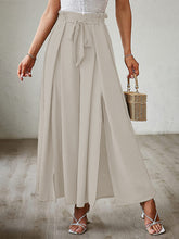 New bow loose high waist pleated wide leg pants with belt pants