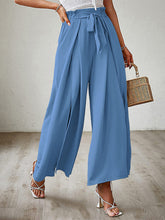 New bow loose high waist pleated wide leg pants with belt pants