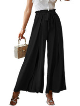 New bow loose high waist pleated wide leg pants with belt pants