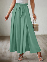 New bow loose high waist pleated wide leg pants with belt pants