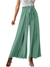 New bow loose high waist pleated wide leg pants with belt pants