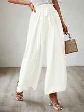 New bow loose high waist pleated wide leg pants with belt pants