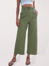 Women's woven cotton cropped casual wide-leg pants