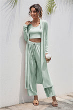 Women's Knitted Casual Fashion Vest + Jacket + Wide-leg Pants Three-piece Set