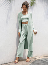 Women's Knitted Casual Fashion Vest + Jacket + Wide-leg Pants Three-piece Set