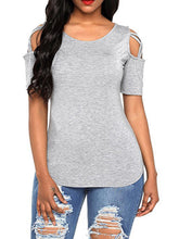 Cross strap off-shoulder short-sleeved round neck slim fit women's T-shirt