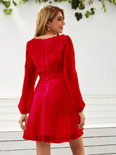 Women's Woven Chiffon Jacquard Elegant Long Sleeve Dress