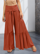 Women's woven strap elastic waist this kind of wide-leg A-type casual trousers