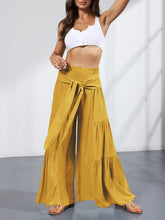 Women's woven strap elastic waist this kind of wide-leg A-type casual trousers