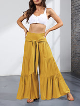 Women's woven strap elastic waist this kind of wide-leg A-type casual trousers