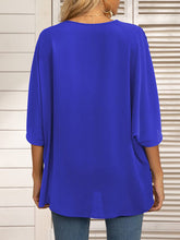 Women's Dolman Sleeve Chiffon V-Neck Short Sleeve Shirt Shirt