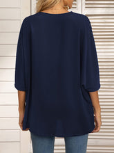 Women's Dolman Sleeve Chiffon V-Neck Short Sleeve Shirt Shirt