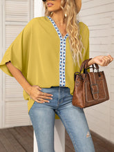 Women's Dolman Sleeve Chiffon V-Neck Short Sleeve Shirt Shirt