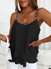 Women's New Chiffon Pleated Pearl Camisole Top