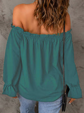 One-neck chiffon shirt solid color pullover sexy off-the-shoulder top