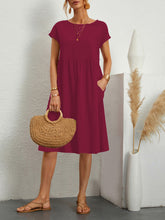 Women's Solid Color Round Neck A-Line  Dress