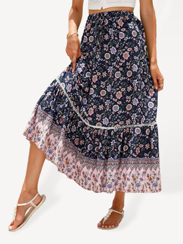 Maxi Cotton Bohemian Beach Resort Skirt