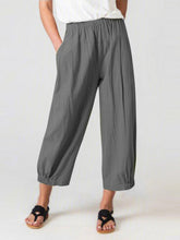 Loose Harem Pants High Waist Cotton Linen Cropped Pants Wide Leg Women's Pants