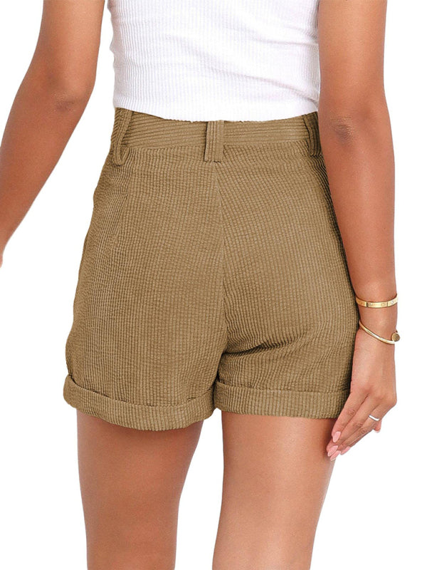 Casual Woven Polyester Summer High Waist Shorts