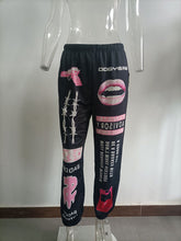 New print fashion elastic waist sports casual harem pants