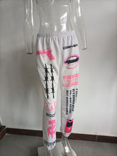 New print fashion elastic waist sports casual harem pants