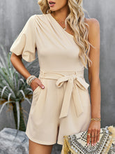 Women's Elegant Solid Color One Shoulder Rompers