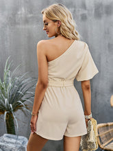 Women's Elegant Solid Color One Shoulder Rompers