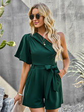 Women's Elegant Solid Color One Shoulder Rompers