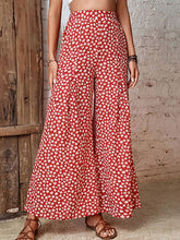 Women's High Waist Floral Print Flared Wide Leg Pants