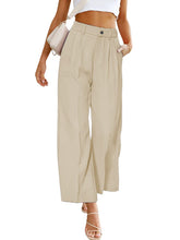 Women's Casual Wide Leg Dress Pants High Waist Button Down Trousers With Pockets