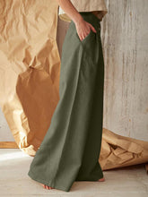 Women's Solid Color Single-breasted Button Casual High Waist Wide Leg Pants