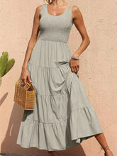 Women's Solid Color Pleated Panel Sleeveless Swing Dress